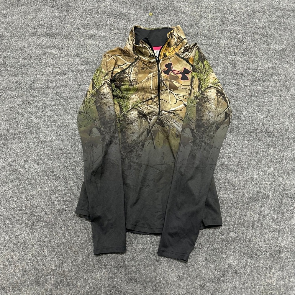 Under Armour Pullover Womens Size S Camo HeatGear Realtree AP Xtra 1/4 Zip Top